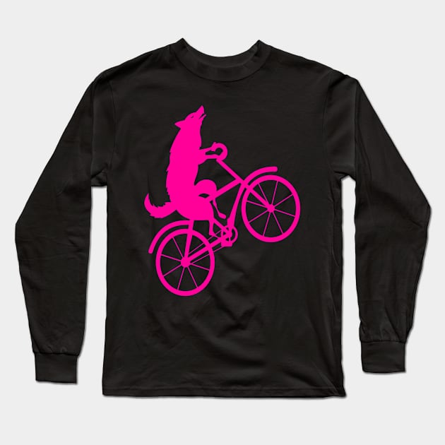 Wolf bicycle nice cute cool colorful Long Sleeve T-Shirt by Okuadinya